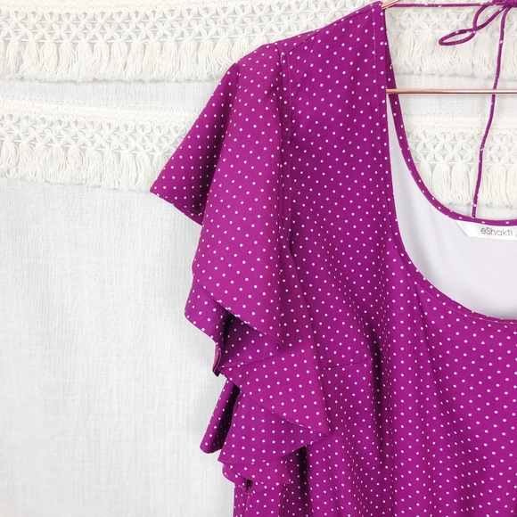 eShakti Custom Flutter Sleeve Dot Crepe Dress16-18 - Picture 3 of 8